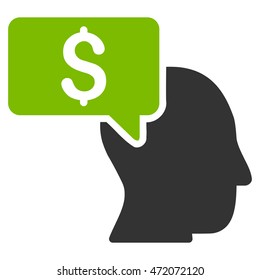 Businessman Idea icon. Vector style is bicolor flat iconic symbol with rounded angles, eco green and gray colors, white background.