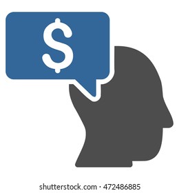 Businessman Idea icon. Vector style is bicolor flat iconic symbol with rounded angles, cobalt and gray colors, white background.