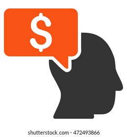 Businessman Idea icon. Vector style is bicolor flat iconic symbol with rounded angles, orange and gray colors, white background.