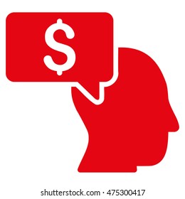 Businessman Idea icon. Vector style is flat iconic symbol with rounded angles, red color, white background.