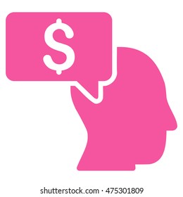 Businessman Idea icon. Vector style is flat iconic symbol with rounded angles, pink color, white background.