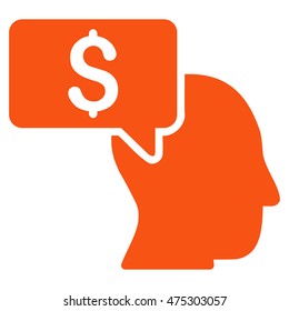 Businessman Idea icon. Vector style is flat iconic symbol with rounded angles, orange color, white background.