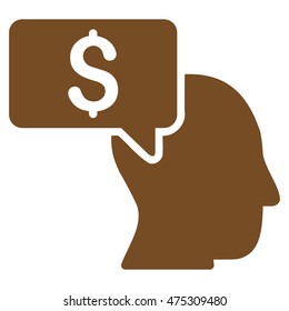 Businessman Idea icon. Vector style is flat iconic symbol with rounded angles, brown color, white background.