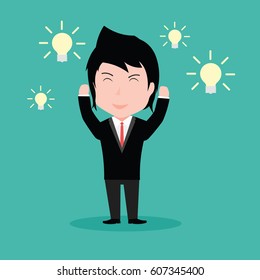 Businessman with an idea, with the light bulb.
