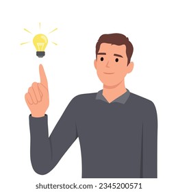 Businessman is with an idea. light bulb idea. Flat vector illustration isolated on white background