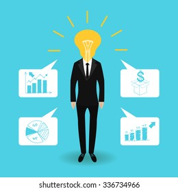 businessman with an idea in my head for a profit of money