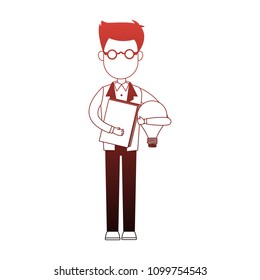 Businessman with idea red lines