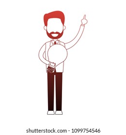 Businessman with idea red lines