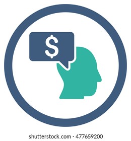 Businessman Idea rounded icon. Vector illustration style is flat iconic bicolor symbol, cobalt and cyan colors, white background.