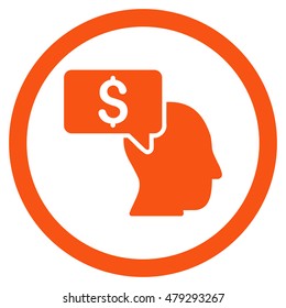 Businessman Idea rounded icon. Vector illustration style is flat iconic symbol, orange color, white background.