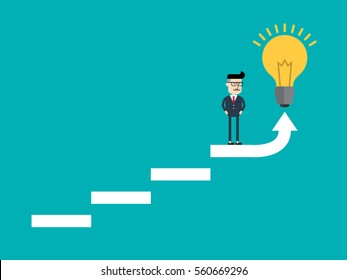 Businessman idea for successful progress and promotion.