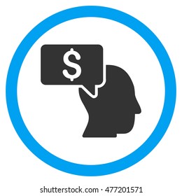 Businessman Idea vector bicolor rounded icon. Image style is a flat icon symbol inside a circle, blue and gray colors, white background.