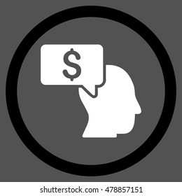 Businessman Idea vector bicolor rounded icon. Image style is a flat icon symbol inside a circle, black and white colors, gray background.