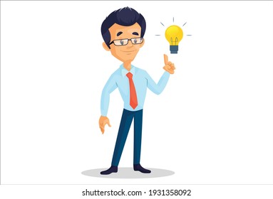 Businessman is with an idea. Vector graphic illustration. Individually on a white background.