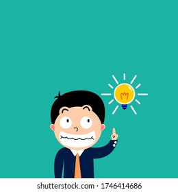 Businessman with ideas. Happy businessman creating a of idea. Business Concept. Vector illustration