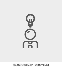 Businessman with ideas icon thin line for web and mobile, modern minimalistic flat design. Vector dark grey icon on light grey background.