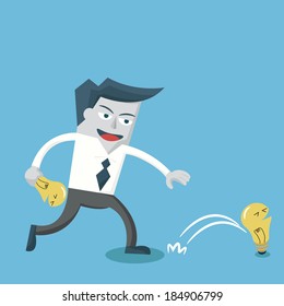 Businessman with ideas light bulb