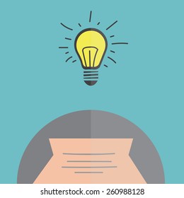 Businessman with ideas as symbol of business idea concept, Vector illustration.