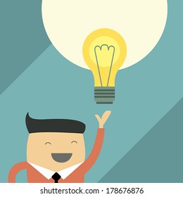 Businessman with ideas. Vector illustration