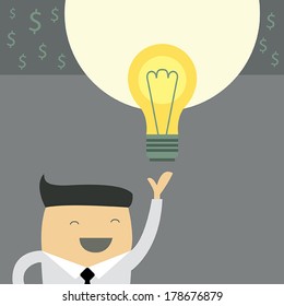 Businessman with ideas. Vector illustration