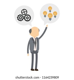 Businessman with ideas and work