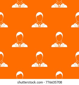 Businessman with identity name card pattern repeat seamless in orange color for any design. Vector geometric illustration