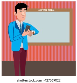 Businessman illustration in the meeting room