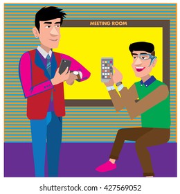 Businessman illustration in the meeting room