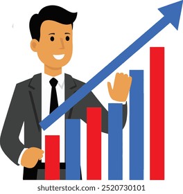 Businessman illustration in the office with laptop vector