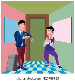 Businessman illustration in the waiting room