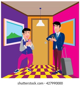 Businessman illustration in the waiting room