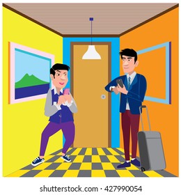 Businessman illustration in the waiting room