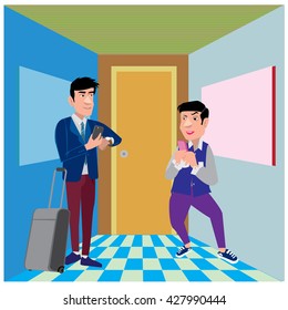 Businessman illustration in the waiting room