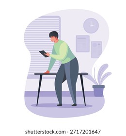 Hombre de negocios en la oficina de Illustrator Graphics
