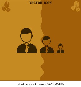 Businessman increase vector  icon. Coffee symbol background.