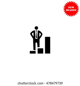 Businessman increase vector icon isolated on white background.