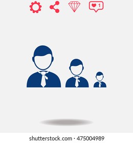 Businessman increase vector icon on grey background.