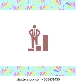 Businessman increase vector icon on white background. Isolated illustration. Business picture.
