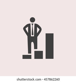 Businessman increase web icon. Isolated illustration