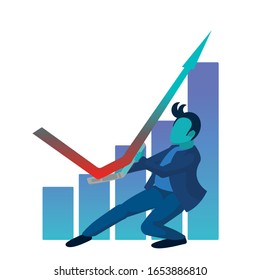 Businessman increases profit with technology. Vector illustration