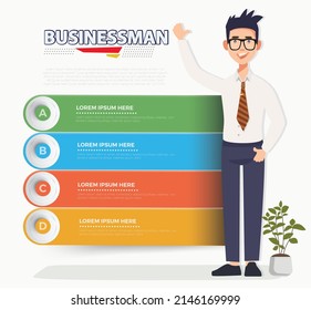 Businessman info graphic concept vector design