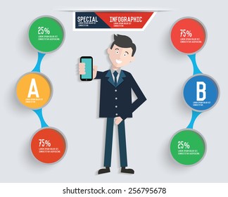 Businessman info graphic design,clean vector