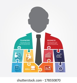 businessman infographic Template jigsaw banner . concept vector illustration