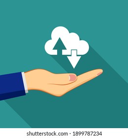 Businessman or information technology with cloud computing icon