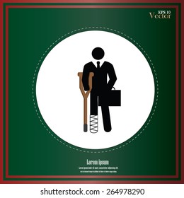 businessman in injured bandages .man in injured on chalkboard.vector illustration.
