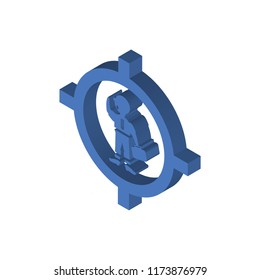 Businessman inside a ball isometric left top view 3D icon
