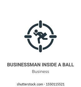 Businessman inside a ball vector icon on white background. Flat vector businessman inside a ball icon symbol sign from modern business collection for mobile concept and web apps design.