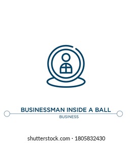 Geschäftsmann in einem Ball, Vektorsymbol. Einfache Elementgrafik. Geschäftsmann in einem Ball Umriss Symbol aus dem Geschäftskonzept. Kann für Web und Mobile verwendet werden
