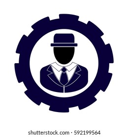 Businessman inside cog icon, Vector illustration.