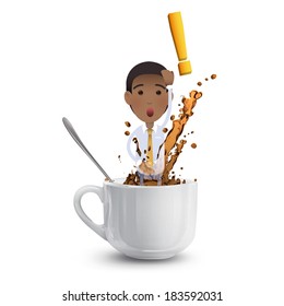 Businessman inside cup of coffee over white background. Vector design. 